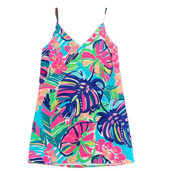 Lilly Pulitzer Lela Exotic Garden Silk Floral Slip Dress V Neck Sleeveless XS - Picture 5 of 8